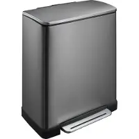 EKO - E-Cube recycling pedaalemmer 28+18 liter - Stainless steel Plastic - black steel - Prullenbak