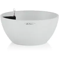 Lechuza CUBETO Stone 30 - Plantenbak - met uitneembare binnenbak - met bewateringssysteem - ALL-IN-ONE set met LECHUZA-PON - kwarts wit