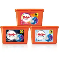 Robijn Color Black Velvet en Stralend Wit 3-in-1 Wascapsules Pakket - 3 x 15 wasbeurten - Voordeelverpakking