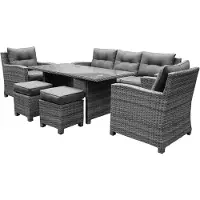 AVH-Collectie New Castle stoel-bank dining loungeset 6-delig antraciet
