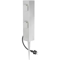 Ledino Viervoudige wandcontactdooszuil Connect S4 met grondspies Grondpin, alu / grijs / zink, Roestvrij staal