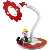 Elobra Tafellamp Feuerwehrmann Fred, rood, Kinderkamer, Hout, Tafellamp