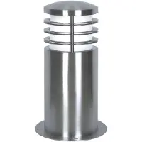 Franssen Sokkellamp Sandbanks, roestvrij staal, 24 cm hoog, E27, IP44 Sandbanks, alu / grijs / zink, Roestvrij staal, buitenlamp