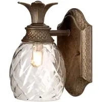 Elstead Lighting Wandlamp Plantation, brons / oud-messing, Badkamer, Glas, Wandlamp
