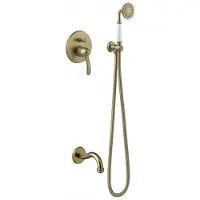 Tres Clasic inbouw badmengkraan met handdouche mat verouderd messing