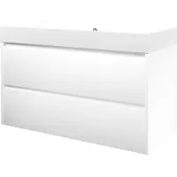 Proline Loft Badmeubel Met Polystone Wastafel Met 1 Kraangat En Onderkast Symmetrisch - Mat Wit/ Mat Wit - 100x46cm - Badkamermeubels, Badmeubel Sets