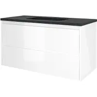 Proline Elegant Badmeubel Met Hardsteen Wastafel Met 1 Kraangat En Onderkast Symmetrisch - Glans Wit - 100x46cm - Badkamermeubels, Badmeubel Sets