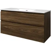 Proline Elegant Badmeubel Met Keramische Wastafel Enkel Zonder Kraangat En Onderkast A-symmetrisch - Cabana Oak - 120x46cm - Badkamermeubels,