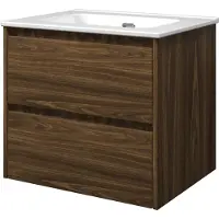 Proline Elegant Badmeubel Met Keramische Wastafel Zonder Kraangat En Onderkast Symmetrisch - Cabana Oak - 60x46cm - Badkamermeubels, Badmeubel Sets