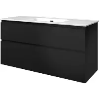 Proline Elegant Badmeubel Met Keramische Wastafel Enkel Met 1 Kraangat En Onderkast A-symmetrisch - Mat Zwart - 120x46cm - Badkamermeubels, Badmeubel