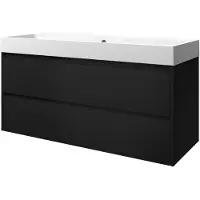 Proline Loft Badmeubel Met Polystone Wastafel Met 1 Kraangat En Onderkast Symmetrisch - Mat Zwart/Mat Wit - 120x46cm - Badkamermeubels, Badmeubel