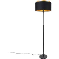 QAZQA Moderne vloerlamp zwart met goud duo kap - Parte