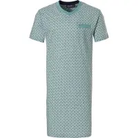 Pastunette For Men - 13211-602-2 - Grafisch groen nachthemd met V-hals en borstzakje - Groen