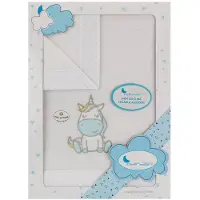 Interbaby lakenset wieg Unicorn 110 x 82 cm wit/blauw 3 delig