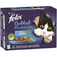 Felix Dubbel Zo Lekker in Gelei - Kattenvoer Natvoer - Vis Selectie - 48 x 85 g