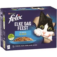 Felix 4x Kattenvoer Nat in Gelei Elke Dag Feest Vis Selectie 12 x 85 gr