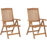 Beliani JAVA - Tuinstoel set van 2 - Lichte houtkleur - Acaciahout