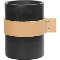 Tak Design Vaas Carlo S3 - Incl. Lederen Band - Marmer - 10 x 12 cm - Zwart