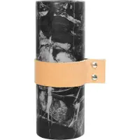 Tak Design Vaas Carlo L - Incl. Lederen Band - Marmer - 8 x 22 cm - Zwart