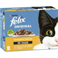 Felix 4x Kattenvoer Nat Original Gevogelte Selectie in Saus 12 x 85 gr