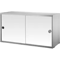 String Kast Met Schuifdeuren 20x37x78 Cm Grijs / Spiegelglas - Kasten en vitrinekasten Mdf Grey - CM7820-61-1