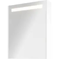 Proline Premium Spiegelkast Met LED Verlichting - Met Houten Deur - Glans Wit - 60x74cm - Spiegels, Spiegelkasten - 8718835151591