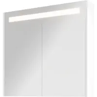 Proline Premium Spiegelkast Met LED Verlichting - Met 2 Houten Deur - Glans Wit - 80x74cm - Spiegels, Spiegelkasten - 8718835151652