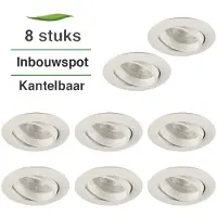 Lybardo 8 Stuks Lybardo Inbouwspot LED - Inbouw armatuur Costa - Kantelbaar - Rond - Mat Wit