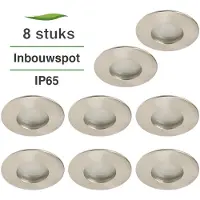 Lybardo 8 Stuks Lybardo Inbouwspot LED - Inbouw armatuur Badkamer IP65 - Rond - Nikkel geborsteld