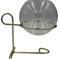 Housevitamin bolvaas op standaard gekruld goud 18x12x18 cm
