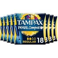 Tampax 8x Pearl Compak Regular Tampons Met Inbrenghuls 18 Stuks
