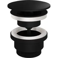 Hotbath Afvoerplug Cobber Always-Open met Schroef Rond Mat Zwart