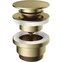 Hotbath Clickwaste cobber afvoerplug met schroef rond geborsteld messing living colours
