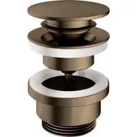 Hotbath Clickwaste Cobber Afvoerplug met Schroef Rond Verouderd Messing Living Colours