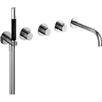 Hotbath Cobber Afbouwdeel Bad Thermostaat 2 stopkranen met uitloop Chroom CB7072