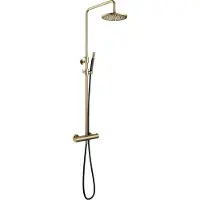 Hotbath Cobber SDS9BB thermostatische opbouw doucheset met ronde handdouche geborsteld messing