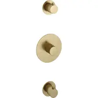 Hotbath Cobber Afbouwdeel Thermostaat met 2 stopkranen Geborsteld Messing CB007