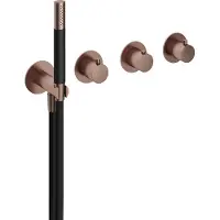 Hotbath Cobber CB7171EXT afbouwdeel inbouwthermostaat met staafhanddouche aan houder en 2 stopkranen geborsteld koper PVD