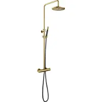 Hotbath Cobber SDS9BBP thermostatische opbouw doucheset met 30cm hoofddouche geborsteld messing PVD