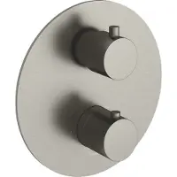 Hotbath Cobber CB009EXT afbouwdeel inbouwthermostaat met achterplaat en 2-weg omstel geborsteld nikkel