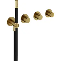 Hotbath Cobber CB7171EXT afbouwdeel inbouwthermostaat met staafhanddouche aan houder en 2 stopkranen geborsteld messing PVD