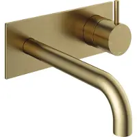Hotbath Cobber afbouwdeel inbouw wastafelmengkraan met achterplaat en 18 cm uitloop geborsteld messing (goud) CB006EXT18BB