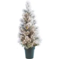 Everlands Mini Kunstkerstboom Met Sneeuw Pot 120cm 80L Voor Buiten Wit wit PVC