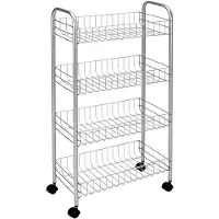 Metaltex Ascona - Multifunctionele trolley - Opbergtrolley - Keukentrolley - Serveerwagen - Zilvergrijs - Op wielen - 5 jaar garantie - 4 manden