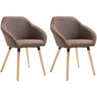 vidaXL Eetkamerstoelen 2 st stof bruin