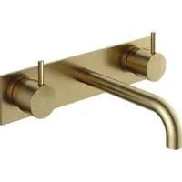 Hotbath Cobber inbouw wastafelkraan 18cm met plaat geborsteld messing