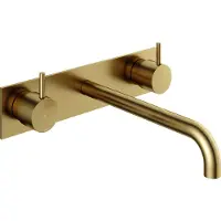 Hotbath Cobber inbouw wastafelkraan 25cm met plaat geborsteld messing PVD
