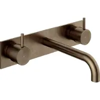 Hotbath Cobber CB006TEXT18 afbouwdeel wastafelkraan 3-gats met achterplaat en 18cm uitloop verouderd messing