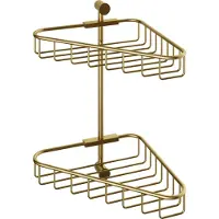 Hotbath Cobber CBA14 Hoekdraadkorf Dubbel Geborsteld Messing PVD - Messing - Accessoires, Douche Accessoires, Doucherekken - 8719874201742