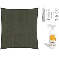 Shadow Comfort Compleet pakket: Shadow Comfot vierkant 3,6x3,6 Deep Grey met RVS Bevestigingsset en buitendoekreiniger